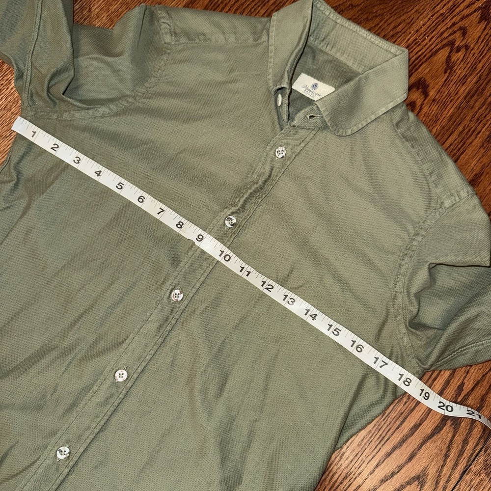 Vanacore Napoli Knit Mesh Long Sleeve‎ Button Up Shirt Men's Small 15 38 Green - Picture 5 of 7